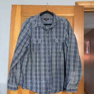 Johnston & Murphy Men's Blue Plaid‎ Long Sleeve Button-Up Shirt